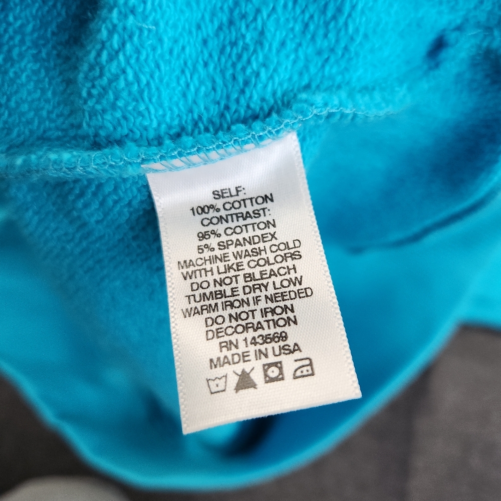 Peloton Hoodie Womens Large Turquoise Pullover Heavyweight 100% Cotton - Picture 7 of 8